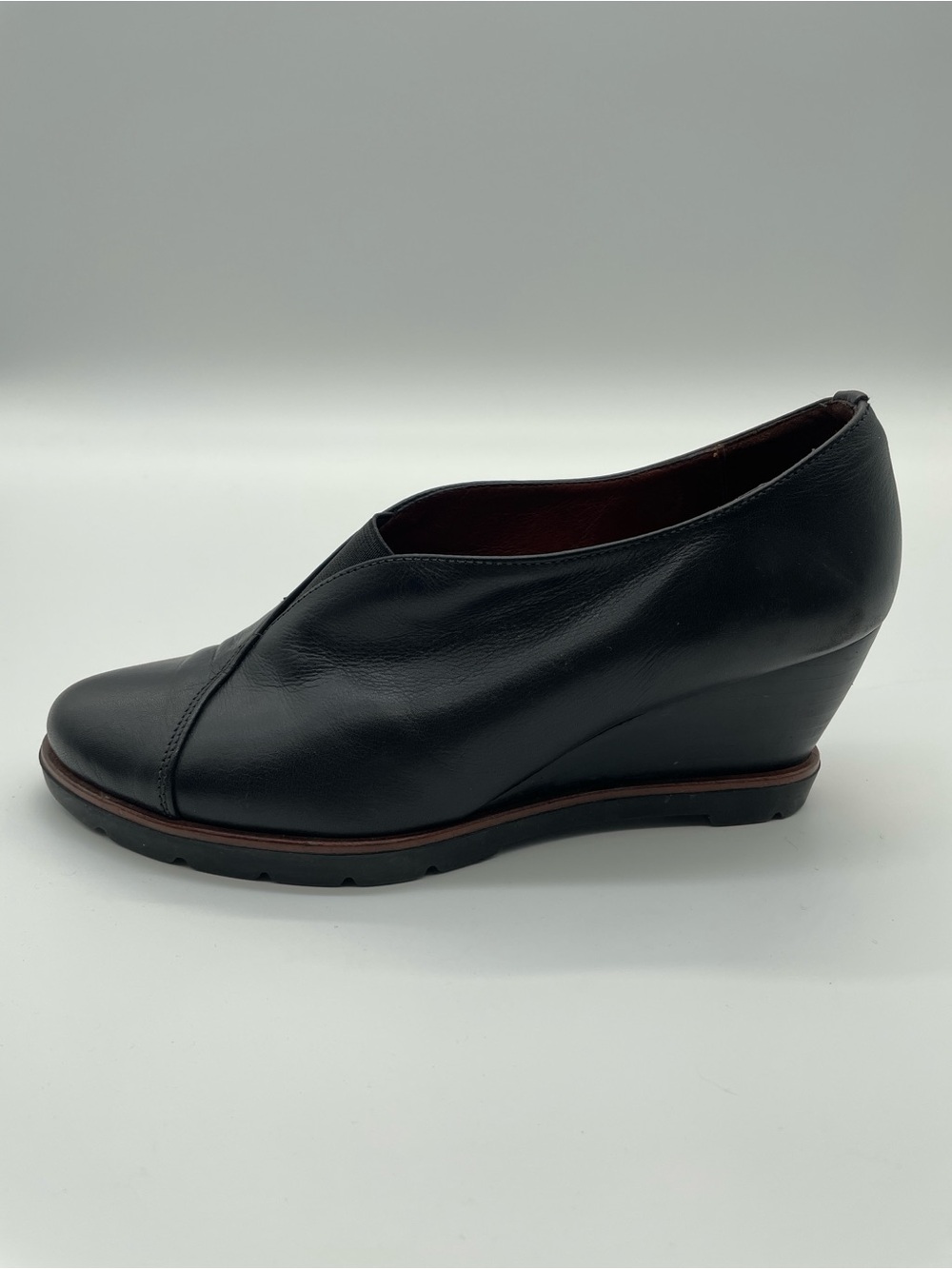 Hispanitas Black Leather Wedge Loafers Comfort Shoes EU 37